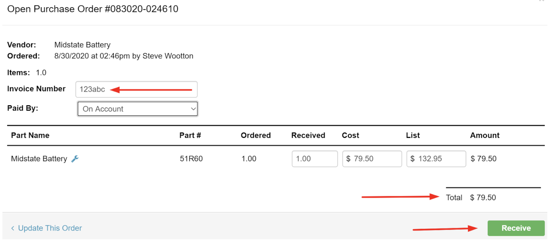 Managing Part COREs and CORE Returns